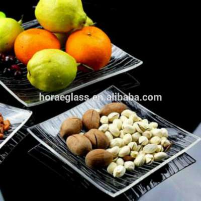 Tempered clear glass plate broken resistant glass plate for dinner promotional