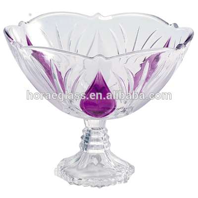 Customized large clear glass fruit bowl for home decoration