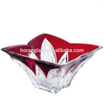 Glass square fruit bowl for home decoration