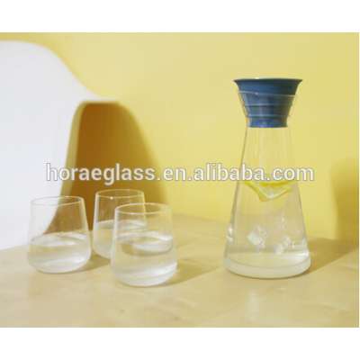 Clear Glass Green Infusion Pitcher Drink,5 pcs pitcher set, Glass juice soft drink pitcher with cap drinking set