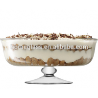 elegant clear glass wide comport bowl mouthblown glass Dessert Comport - 31cm