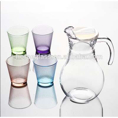 Engraved Pitcher Water Drinking Glass Set Factory Produce Clear Drinking Water Glass Pitcher Cup Sets